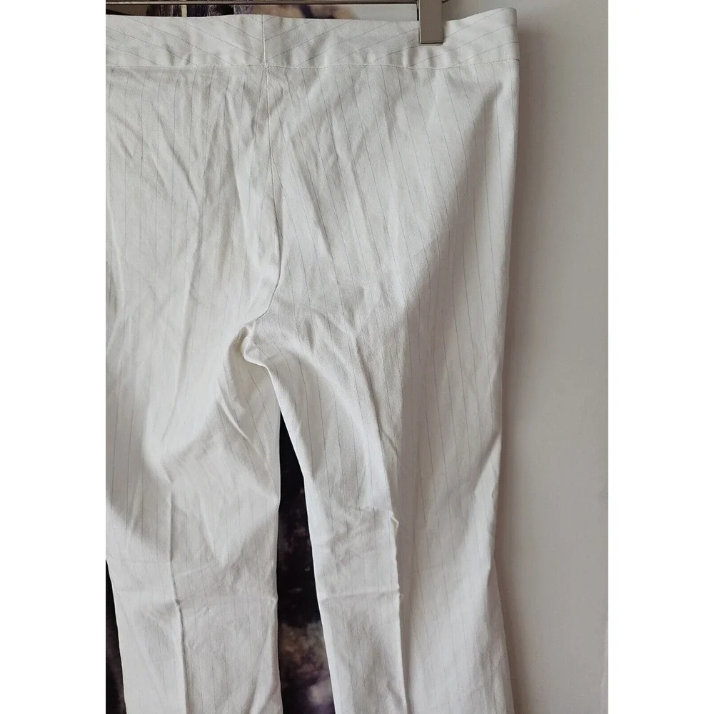 THEORY‎ Womens White Blue Pinstripe Striped Wide Leg Touser Pant Size 12
